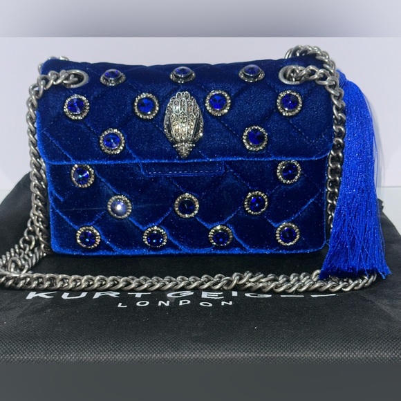 Kurt Geiger Handbags - Kurt Geiger London Mini Kensington velvet crossbody bag in royal blue